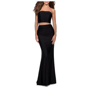 La Femme Strapless Two-Piece Trumpet Gown In Black Size 0 $698